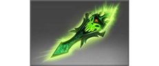 Kosmetyczny miecz przesycony zieloną energią i otoczony magiczną aurą, symbolizujący potężne personalizacje broni w fantasy MOBA